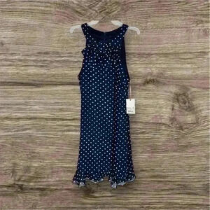 NWT Alex Marie size 14‎ blue white polka dot sleeveless A-line dress Corpcore